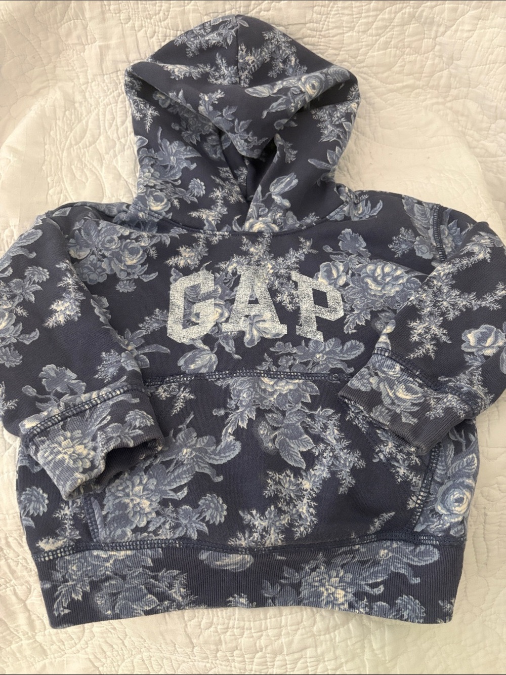 GAP Navy Floral Hooded Sweatshirt